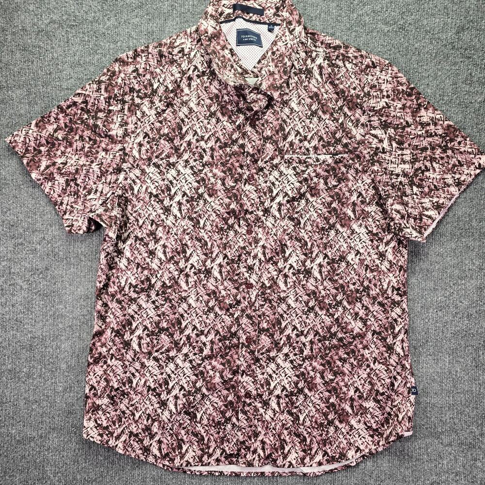 7 Diamonds Shirt Mens XL Burgundy Fearless 4 Way Stretch Woven Short Sleeve
